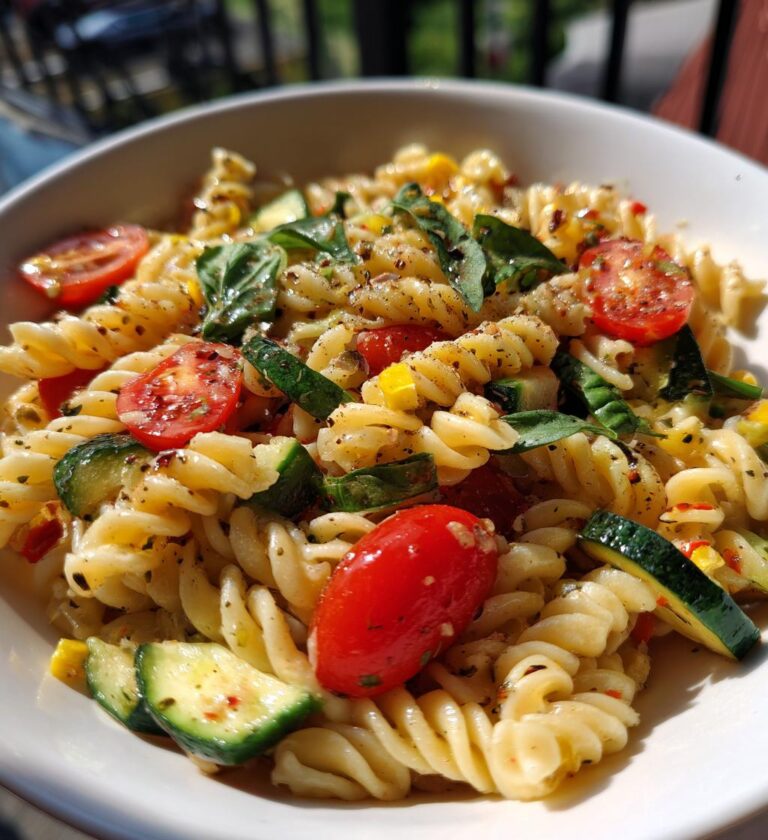 easy summer pasta salad with Italian dressing